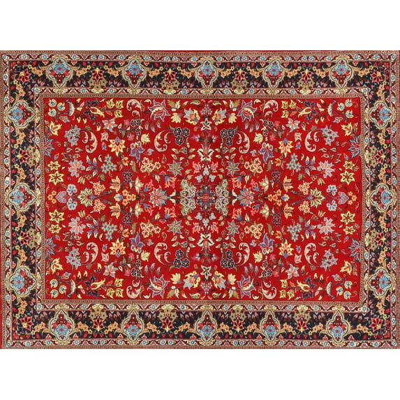 Ahgly Company Machine Washable Indoor Rectangle Traditional Orange Salmon Pink Area Rugs, 2' x 3'