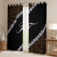 thumbnail image 2 of jejeloiu Leopard Cheetah Pattern Blackout Curtains Set of 2 (52x84 Each),White Letter T Window Curtains For Girls Women, 2 of 6