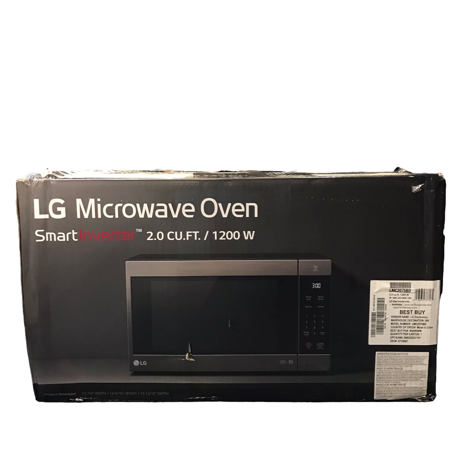 LG NeoChef Countertop Microwave Stainless Steel Black (LMC2075BD) 