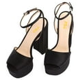 thumbnail image 3 of FSJ Women Platform Heels Ankle Strap Chunky Heeled Sandals Open Peep Toe Sexy Pumps for Wedding Party Size 5.5 Black, 3 of 6