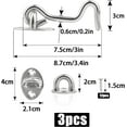 thumbnail image 2 of Door Hook, 3 Pcs 7.5cm Exterior Door Latch, Door Latch Hook, Stainless Steel Cabin Hook, Interior Door Latch with Mounting Screws, Door Latch for Window, Barn, 2 of 5