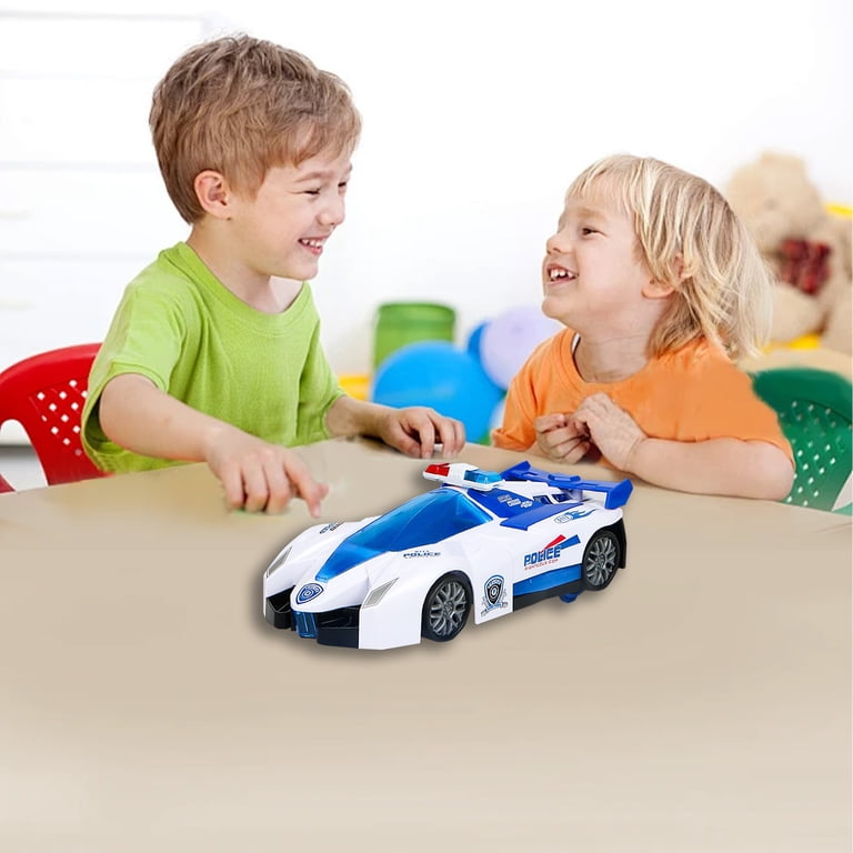 bxhwj Transforming Police Car Toy, 2-in-1 Vehicle to Robot with