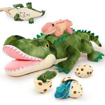 MorisMos 24" Alligator Stuffed Animal Mommy Stuffed Crocodile with 3 Babies and 3 Eggs
