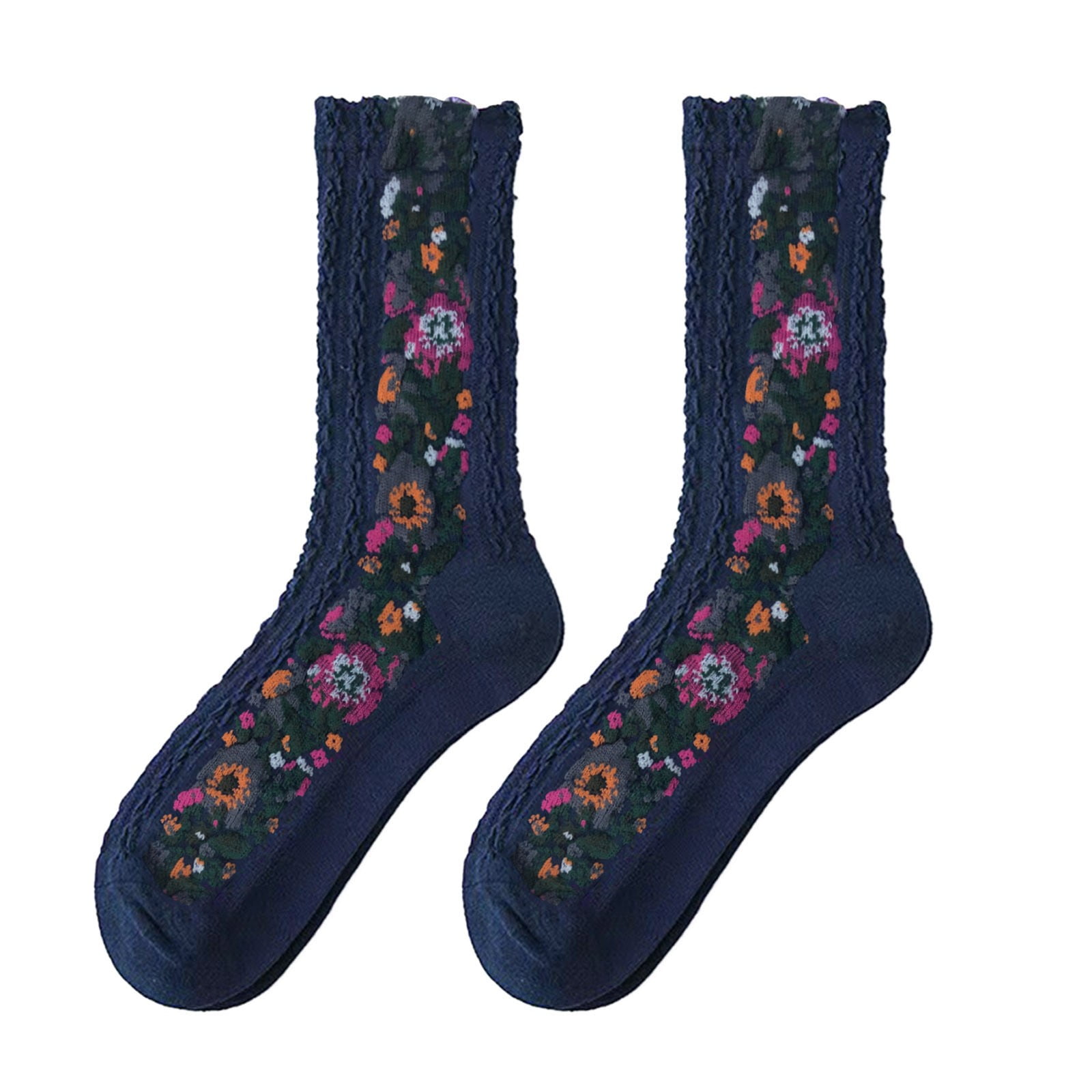 qazqa 1pair womens cotton socks ethnic style flowers retro winter warm