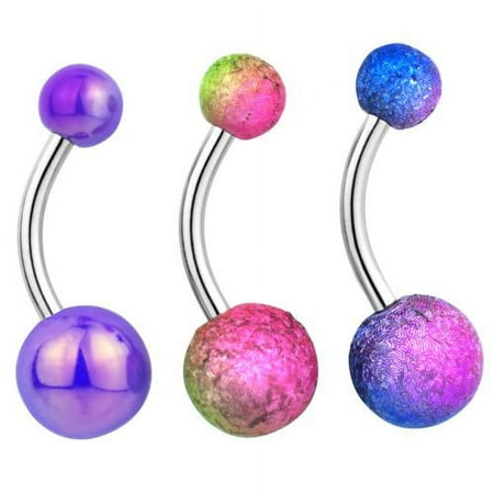 Women's 3-piece Sandblasted Belly Body Jewelry Set