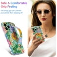 thumbnail image 3 of Case for iPhone 16 Pro , Colorful Oil Painting Flower Case with Phone Grip Pretty Glossy Wave Cover Cute Floral Phone Finger Strap Stand Shell for Women Girl With Stylus Pen, Green Flower, 3 of 6