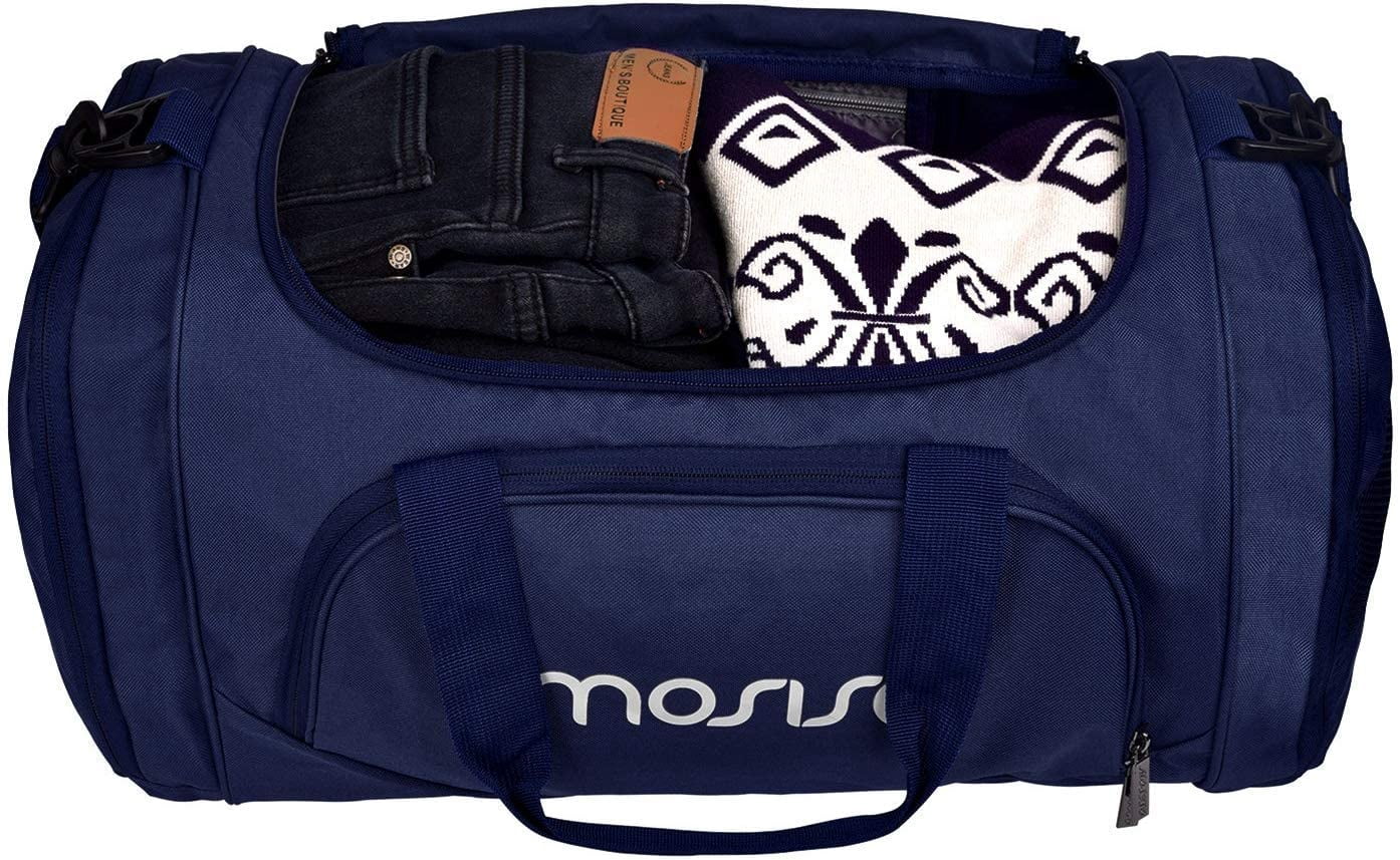 Mosiso Waterproof Sports Duffle Bag Gym Bag Travel Duffel with Adjustable Strap for Sports , Gym ,Vacation , Shopping and Travel ,Navy Blue