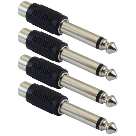 GLS Audio Molded RCA Female to 1/4 TS Adapter - 4 Pack