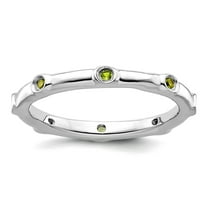 925 Sterling Silver Bezel Polished Stackable Peridot Ring Size 10-Stackable-Ring for Women - .15 cwt