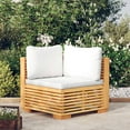 thumbnail image 1 of vidaXL Garden Corner Sofa with Cream Cushions Solid Wood Teak, 1 of 4