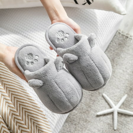 

on Sale! HIMIWAY Feel the Soft Hug of Cotton Breathable Cotton Bedroom Winter Slippers Gray 44-45