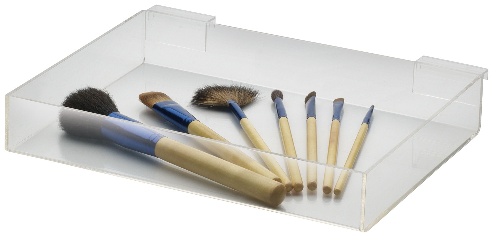 Small Clear Acrylic Tray for Slatwall or Wire Grid 12”L x 8”W x 2”D