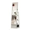 thumbnail image 2 of S-HOME White Jewelry Cabinet Armoire with Full Length Mirror, 360° Rotating Design, Lockable Storage and Drawers, 2 of 7