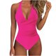 thumbnail image 4 of Traje de baño de una pieza para mujer, cómodo, liso, con almohadilla en el pecho, sin aros, Bikini con escote en V profundo OAVQHLG3B Store lin121212, 4 of 4