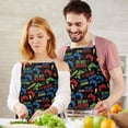thumbnail image 2 of Multicolor Controllers Games Icons Black Apron-Garden Aprons for Women with Pockets-Cotton Linen Waterproof Kitchen Cooking Gardening Aprons Adjustable for Kitchen,Cooking,BBQ and Salon 33x27 Inch, 2 of 3