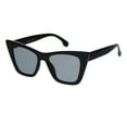 thumbnail image 2 of Womens Mod Style Large Square Cat Eye Hipster Plastic Sunglasses All Black, 2 of 3