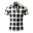 thumbnail image 4 of JTSRKL Men's Classic Plaid Golf Style Shirts Button Down Wrinkle Free Casual Short Sleeve Tops Button Up Formal Business Summer Tops White XL, 4 of 5