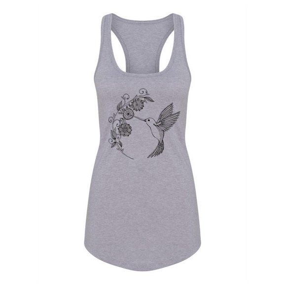 Hummingbird And Flowers Racerback Tank Women -Image by Shutterstock, Female XX-Large
