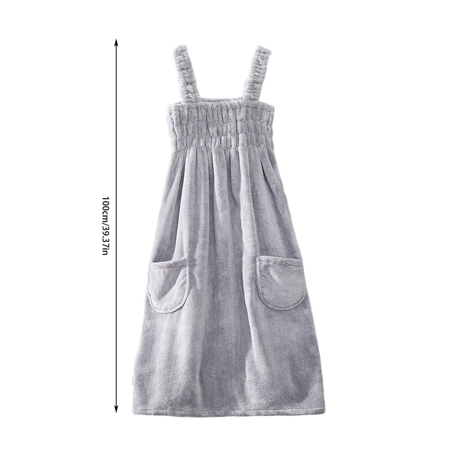 VQPeo Women Elastic Wearable Towel Dress Water Absorbent Bath Beach Spa Gym Towel Wrap Strappy Dress Bathrobes Bathing Shower Cover Up Nightwear Sleeping Dress Robe