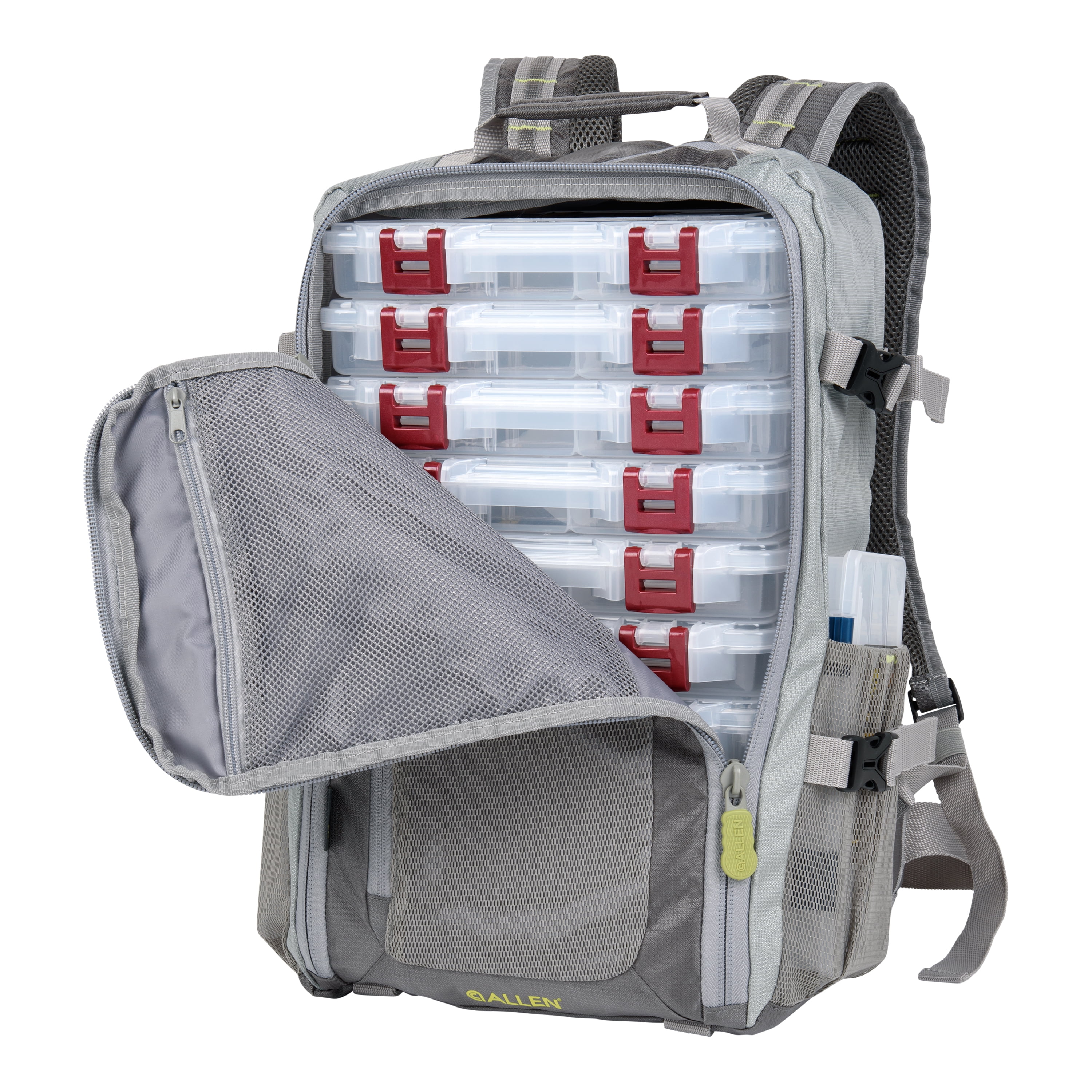 Allen Company Blue Mesa Fly Fishing Pack, 12"L x 6"W x 20"H, 23.25 liters, Gray/Lime