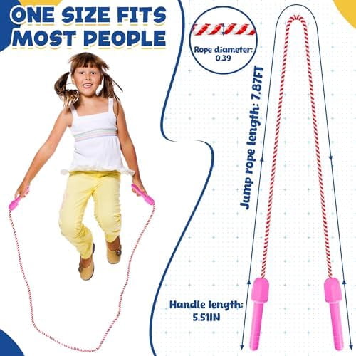 10 Pack Kids Jump Rope, Colorful Nylon Skipping Ropes for , 7.87FT Adjustable Length, 5.51IN Handles, Lightweight Skipping Ropes Set for Indoor & Outdoor Play Fitness School Activities