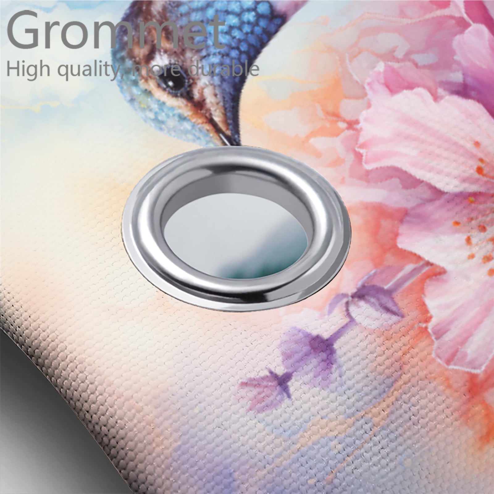 Watercolor Flower Hummingbird 4 Pcs Shower Curtain Set Spring Bird Floral Plant Nature with Toilet Lid Cover and Bath Mat, Waterproof Shower Curtain with 12 Hooks, 72x72 Inch
