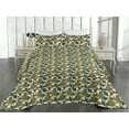thumbnail image 2 of Ambesonne Vintage Quilted Bedspread Set 3 Pcs, Oriental Mandala Motif Art, Twin, Hunter Green and Earth Yellow, 2 of 4