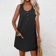 thumbnail image 5 of ClodeEU Women's Round Neck Sleeveless Button Cute Mini Dress,Casual Loose Summer Sundress Black,Women's Plus L, 5 of 8