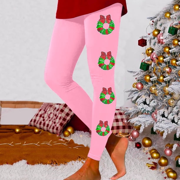 MKLEKYY Leggings de yoga para mujer, leggings para entrenamiento, leggings con estampado navideño, pantalones con bloques de color, leggings suaves y elásticos. 2041