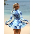 thumbnail image 7 of IDOPIP Women One Piece Rash Guard Set Long Sleeve Swimsuits Zip Front Swim Shirt Dress with Shorts, 7 of 7