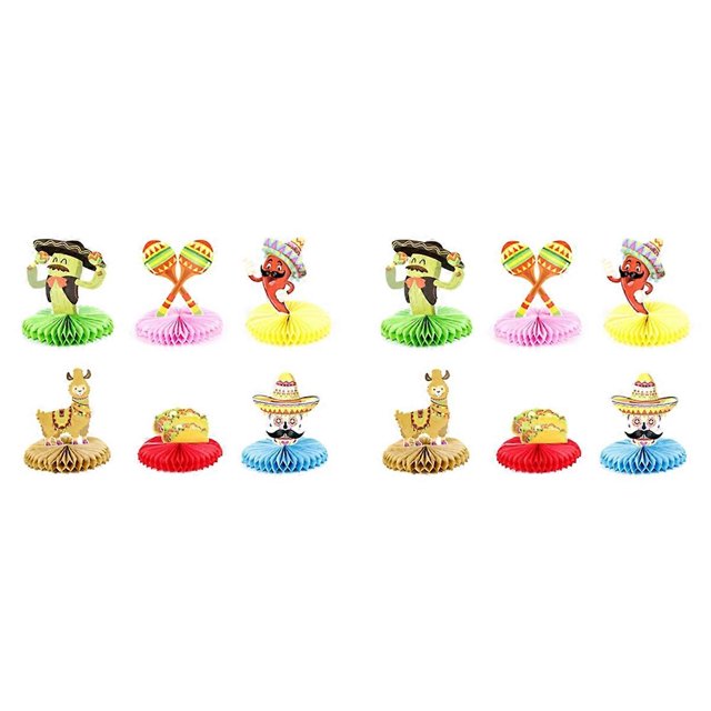 12Pcs Mexican Fiesta Honeycomb Table Centerpiece Cactus Donkey Decor