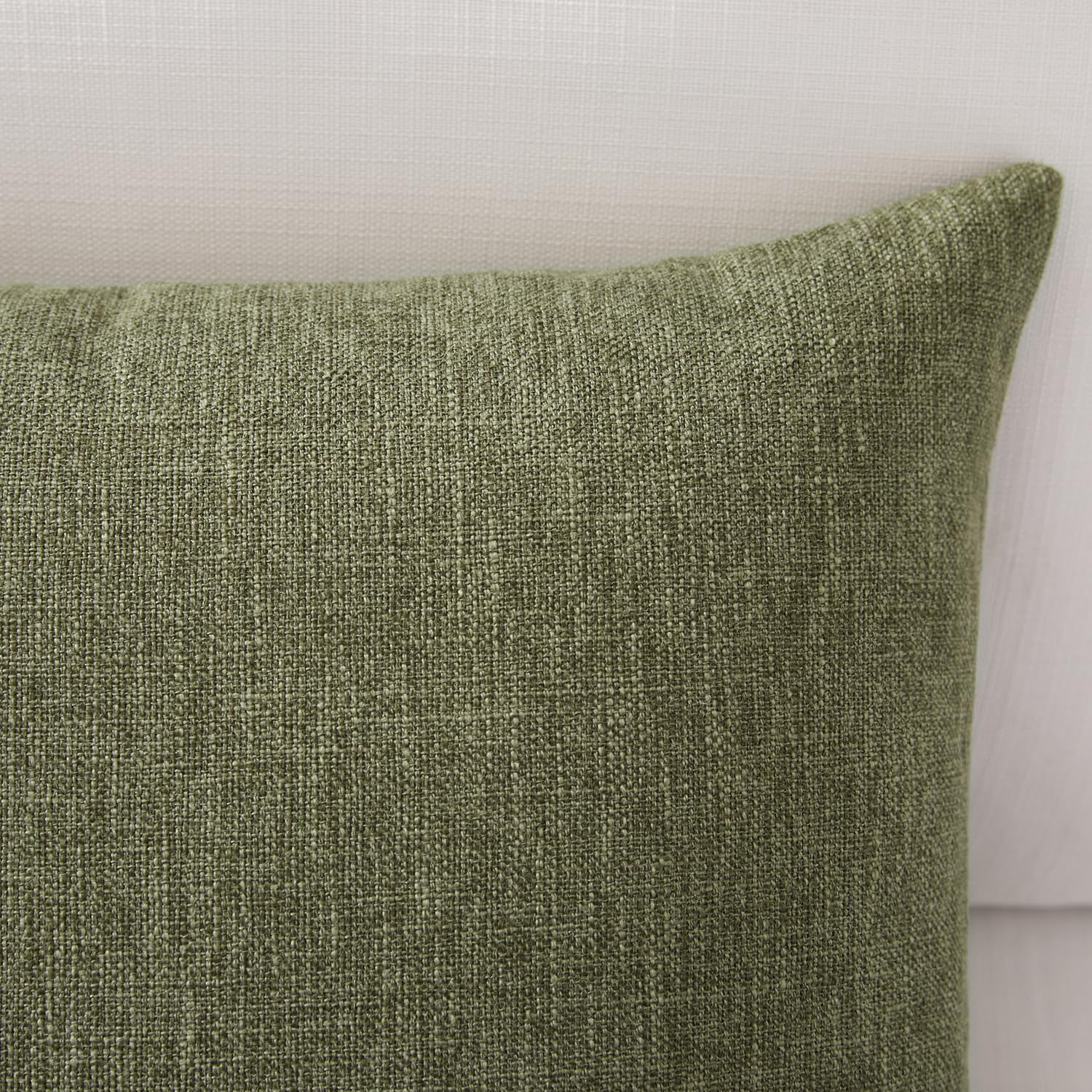 Set Of 2 Dark Moss Green Throw Pillow Covers 22x22  Modern Farmhouse Linen Blend Decorative For Couch Sofa Bed Earth Tone Home Decor