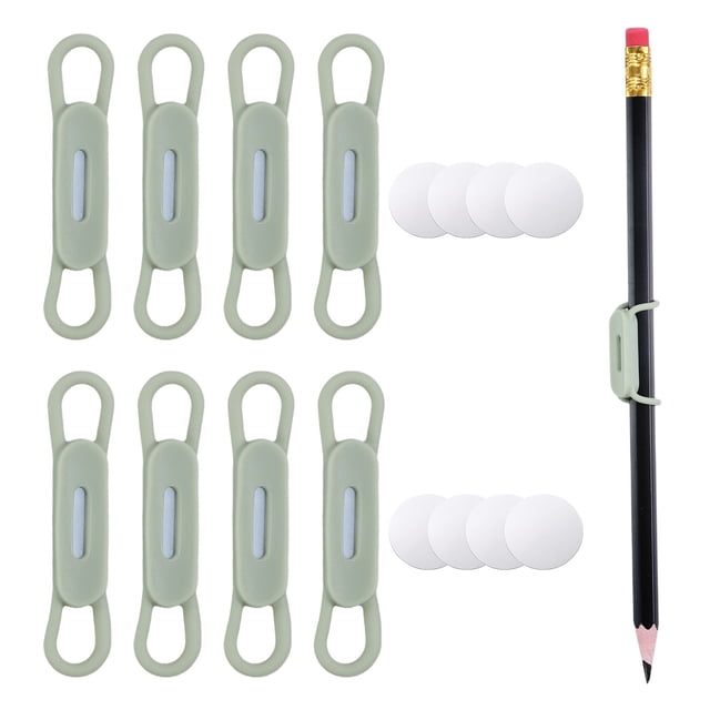 Juego de 8 soportes magnéticos para bolígrafos Uxcell, soporte magnético de silicona para refrigerador, pizarra blanca, escritorio, portapapeles, verde