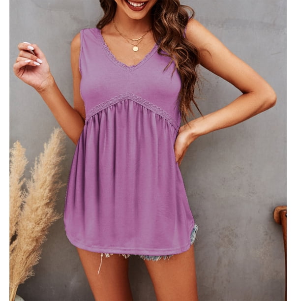 Top Con Volantes Para Mujer Top Sin Mangas Babydoll Top Sin Mangas Con Volantes Top Con Cuello En V Top Con Volantes Top Con Cuello En V Sin Mangas Con Volantes Suave Y ANGGREK Otros
