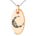 thumbnail image 1 of Stainless Steel Mayan Crescent Moon Rune Engraved Small Oval Charm Pendant Necklace, 1 of 1