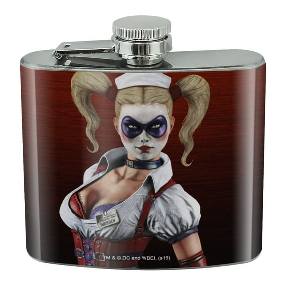 Batman Arkham Asylum Video Game Harley Quinn Stainless Steel 5oz Hip Drink Kidney Flask