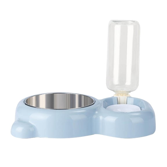 double puppy Bowls Pets Water and Food Bowl Set Pet Bowls Dish, Water Feeder with Automatic Water Bottle for Small Aniamls Rabbits Cats Dog Blue