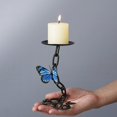 thumbnail image 4 of Wrought Iron Butterfly Chain Candle Holder Candlestick Stand HandMade Candle Holder Chamberstick Holder Candlelights, 4 of 7