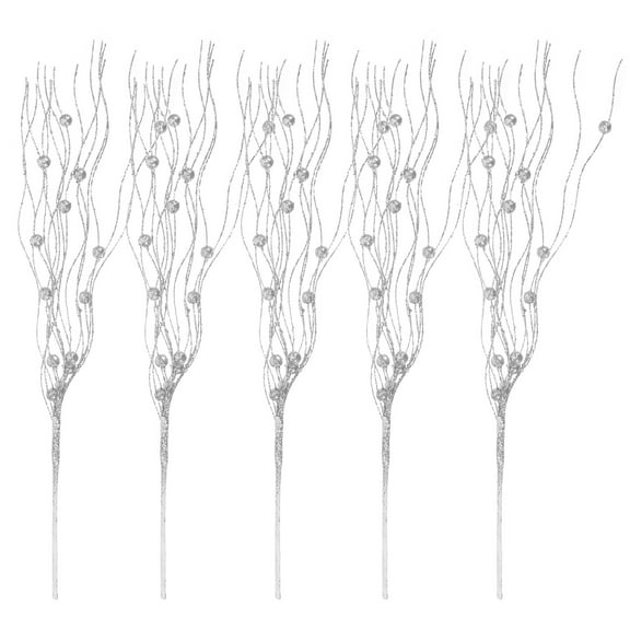 OUNONA Silver Plastic Artificial Branches for Home Decor, Realistic and , 5Pcs