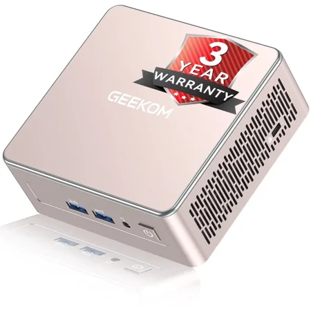 GEEKOM A5 Mini PC with AMD Ryzen 5 7430U, 3-Year Coverage, 16GB RAM(Upgradable, Not LPDDR)&512GB M.2 NVMe SSD, Windows 11 Pro Desktop Computer Support 8K/Wi-Fi 6/BT 5.2/USB 3.2/SD Slot/6x USB