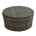 thumbnail image 5 of 4-Piece Rattan Round Lounge with Canopy Bali Canopy Bed Outdoor, Wicker Outdoor Sofa Bed with Lift Coffee Table (Navy Blue), 5 of 11