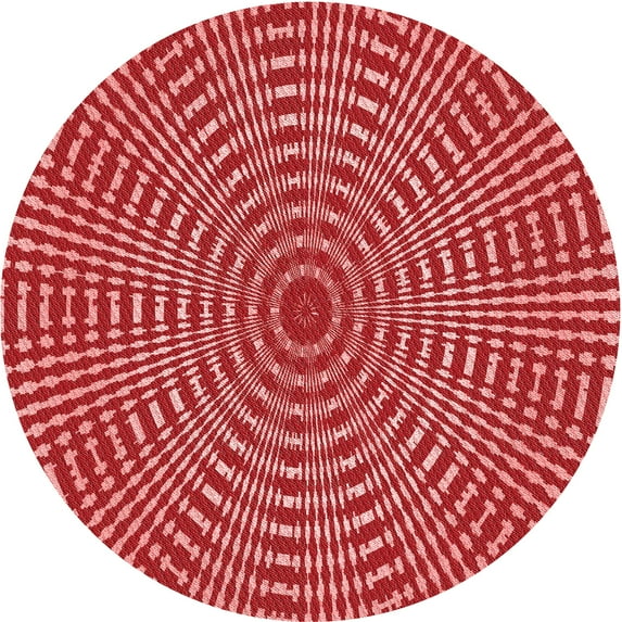 Ahgly Company Indoor Round Patterned Pastel Red Pink Area Rugs, 6' Round