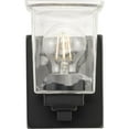 thumbnail image 4 of Gilmour Collection One-Light Modern Farmhouse Matte Black Clear Glass Bath Vanity Light, 4 of 7