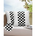 thumbnail image 6 of Pack of 2 Outdoor Pillow Covers, Farmhouse Black White Square Buffalo Plaid Waterproof Square Throw Pillowcase Cushion Decorative Pillow Covers for Couch Patio Tent, 24x24 in, 6 of 6