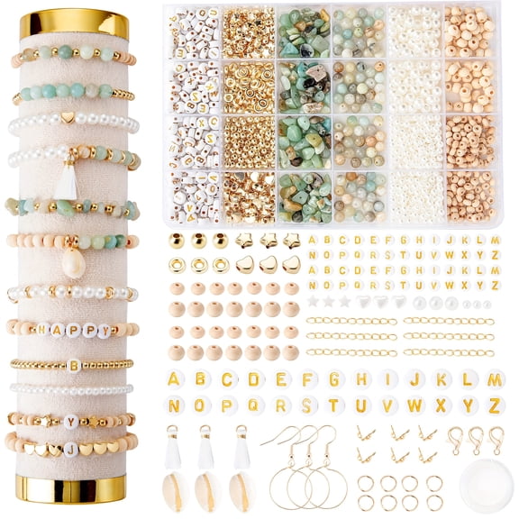 1778PCS Natural Gemstone Beads, Amazonite Beads Set with Round Stones, Irregular Stone Beads, Letter Beads & Storage Box, DIY Jewelry Making Supplies for Bracelets, Necklaces, Crafts & Gift Projects