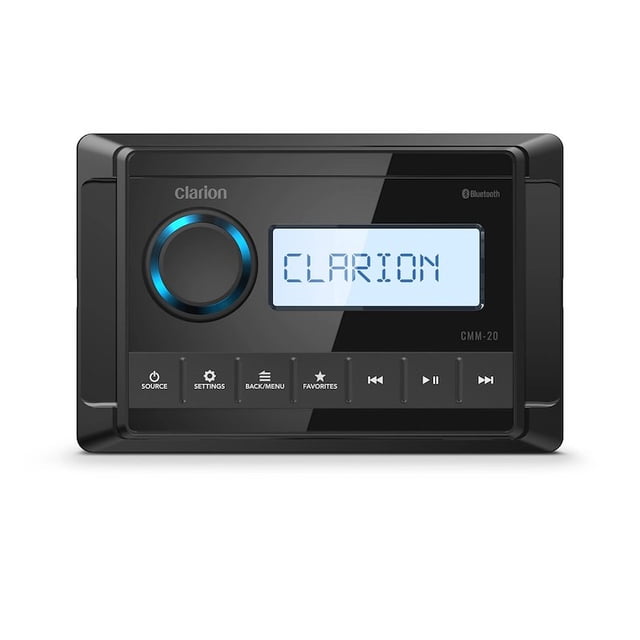 Clarion CMM-20 Marine Source Unit with LCD Display, IP66 Weatherproof Rating, Weather Band, Bluetooth