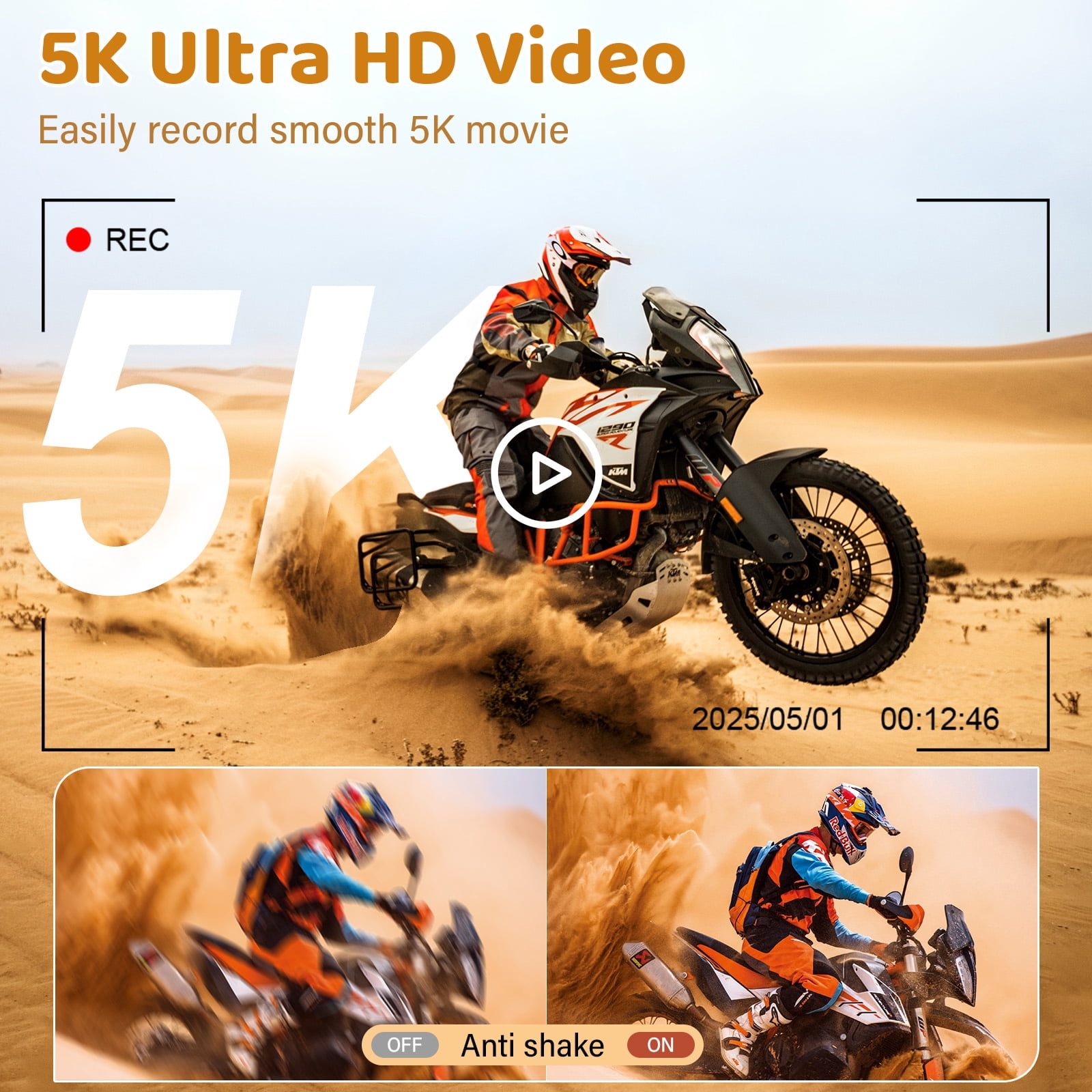 MARVUE Digital Camera 5K 75MP WiFi Vlogging Camera for Photography, Autofocus, 18x Zoom, Flip Screen with 32GB Card, Black