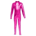 thumbnail image 3 of Ticikt Girls Shiny Metallic Neck Unitard Long Sleeve One Piece Zip Up Bodysuit Dance, 3 of 5