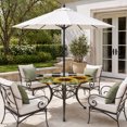 thumbnail image 4 of Sunflower Checkered Round Outdoor Tablecloth with Umbrella Hole Zipper, Black Buffalo Plaid Pastoral Flowers Elastic Fitted Table Cover, Waterproof Table Cloth for Patio Picnic Party Fits 36"-44", 4 of 9