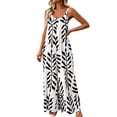 thumbnail image 5 of PBFRDSJ Boho Wide Leg Jumpsuits for Women Sleeveless Spaghetti Strap Loose One Piece Rompers Ruched Flowy Vacation Jumpsuits, 5 of 6